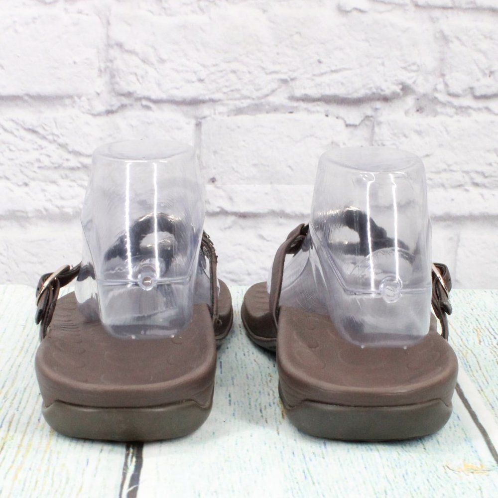 OrthaHeel Yolanda Brown Leather Flip Flop Orthotic Thong Sandals Size 11 - Picture 7 of 9